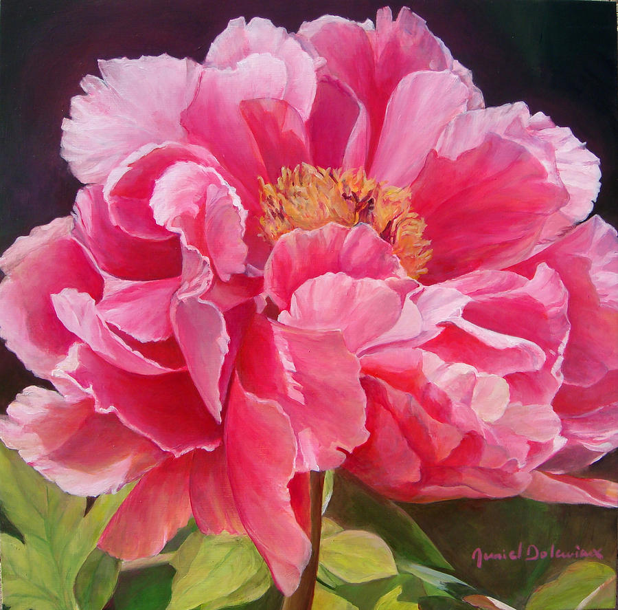 Pivoine rose Painting by Muriel Dolemieux