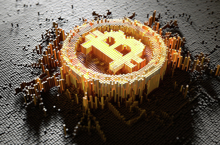 Pattern Digital Art - Pixel Bitcoin Concept by Allan Swart