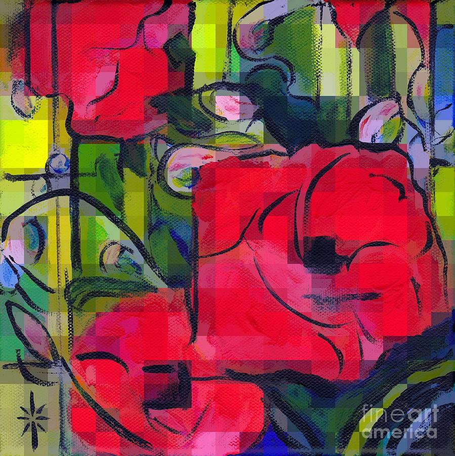 Pixelated Poppies Painting by Jodie Marie Anne Richardson Traugott          aka jm-ART