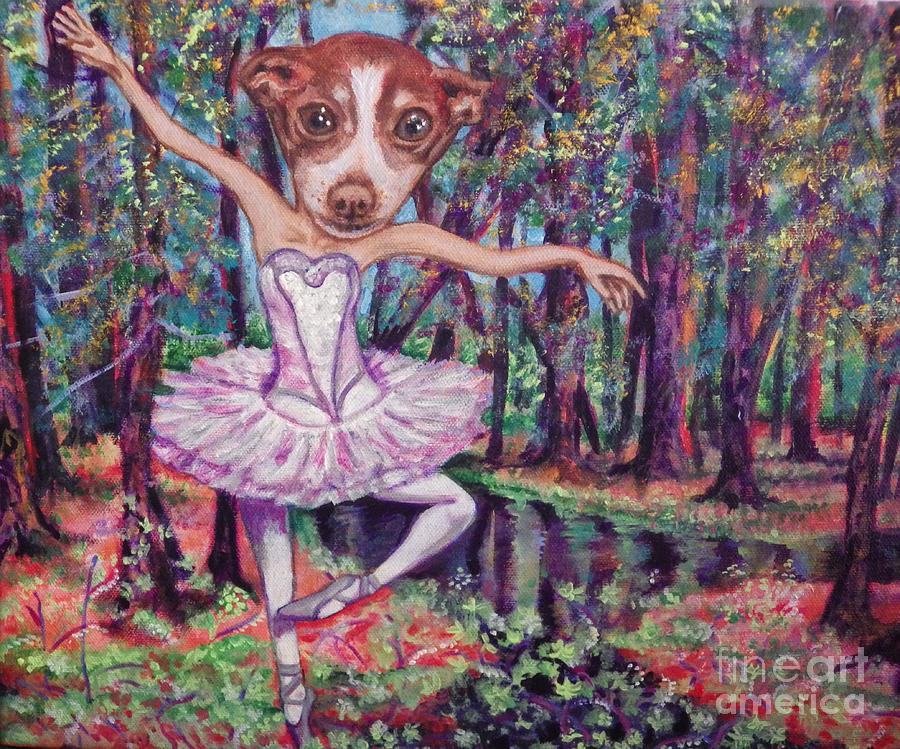 Pixie in Dance of the Toy Rat Terrier Painting by Linda Markwardt