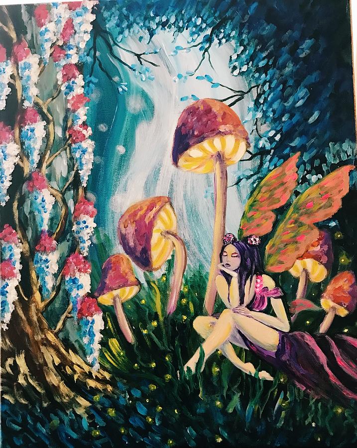 Pixie In Magic Forest Painting By Ina Preciado