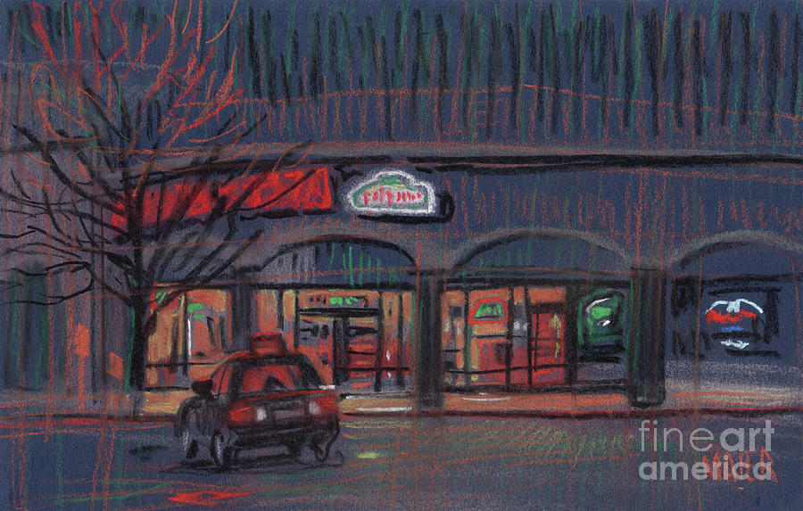 Neon Drawing - Pizza Delivery by Donald Maier