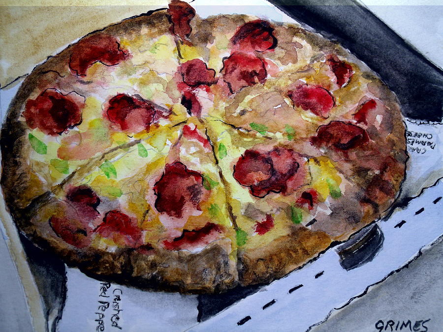 Pizzas Here Painting by Carol Grimes