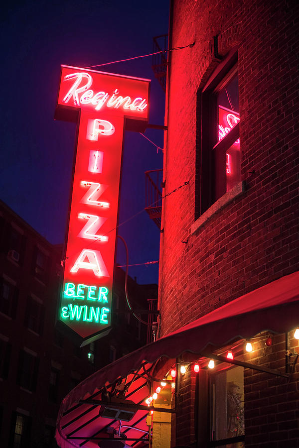 Pizzeria Regina Boston MA North End Thacher Street Neon Sign Photograph by Toby McGuire