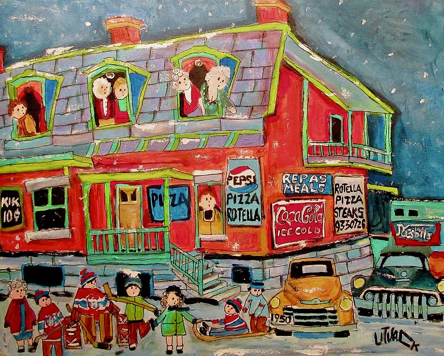 Pizzeria Rotella in GooseVillage 1963 Painting by Michael Litvack