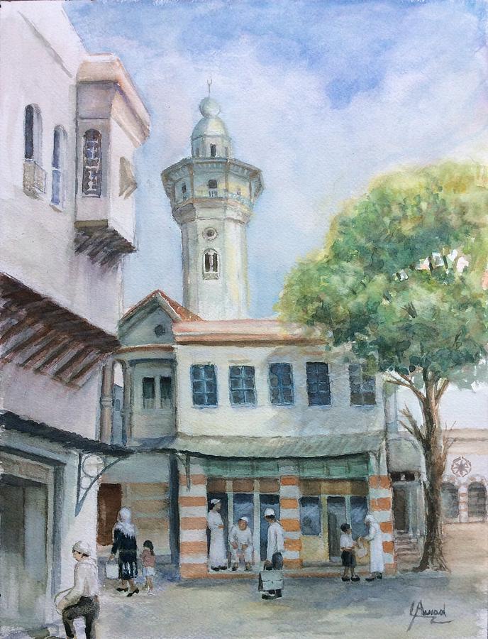  The Neighborhood  in old Damascus Painting by Laila Awad Jamaleldin