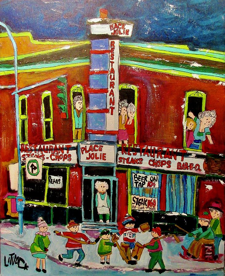 Place Jolie Atwater Notre Dame St. Henri Painting by Michael Litvack