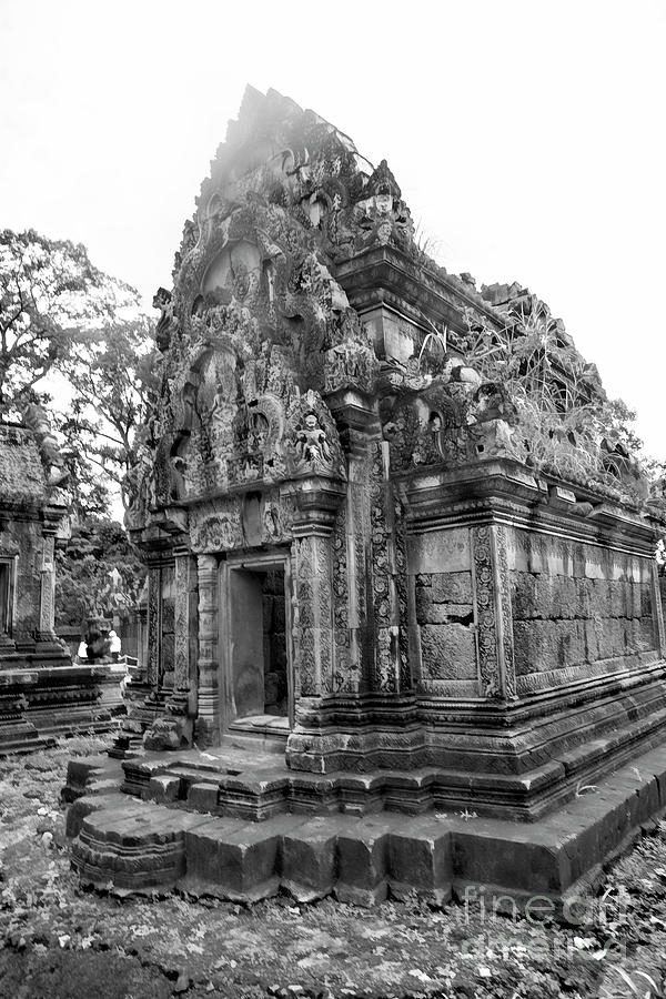 Place of Worship Asia Cambodia Temple Black White  Photograph by Chuck Kuhn