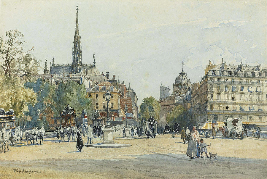 Place Saint Michael. Paris Drawing by John Fulleylove
