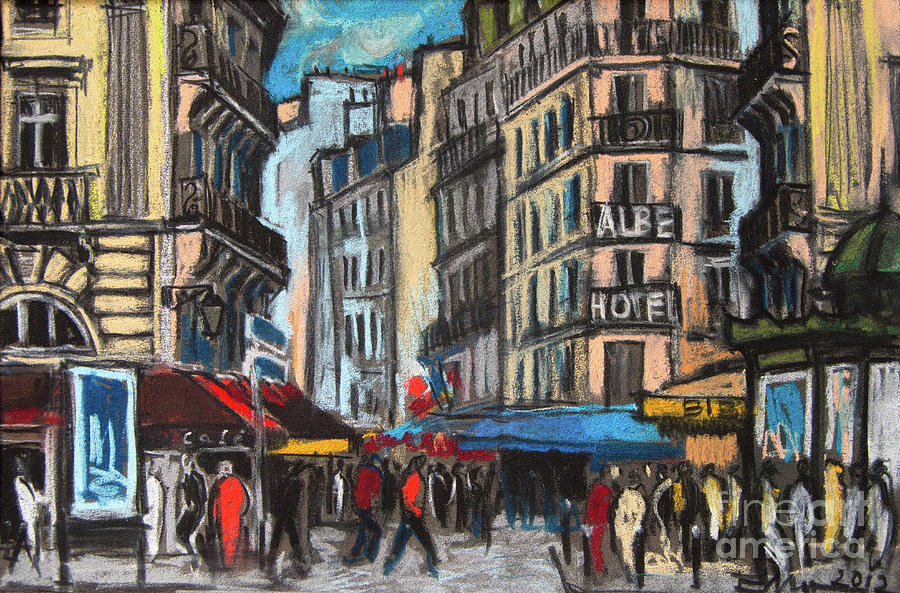 Place Saint-michel In Paris Pastel by Mona Edulesco