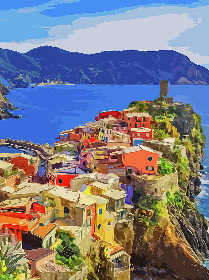 Places of Italy, Vernazza Painting by AM FineArtPrints