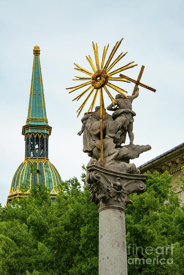 Plague Column and Saint Martin Cathedral Photograph by Bob Phillips