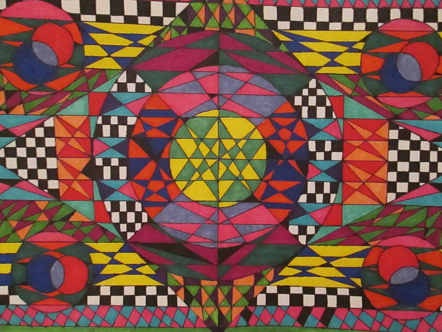 Plaid and Lines...Can You Find Circles? Drawing by SarahJo Hawes