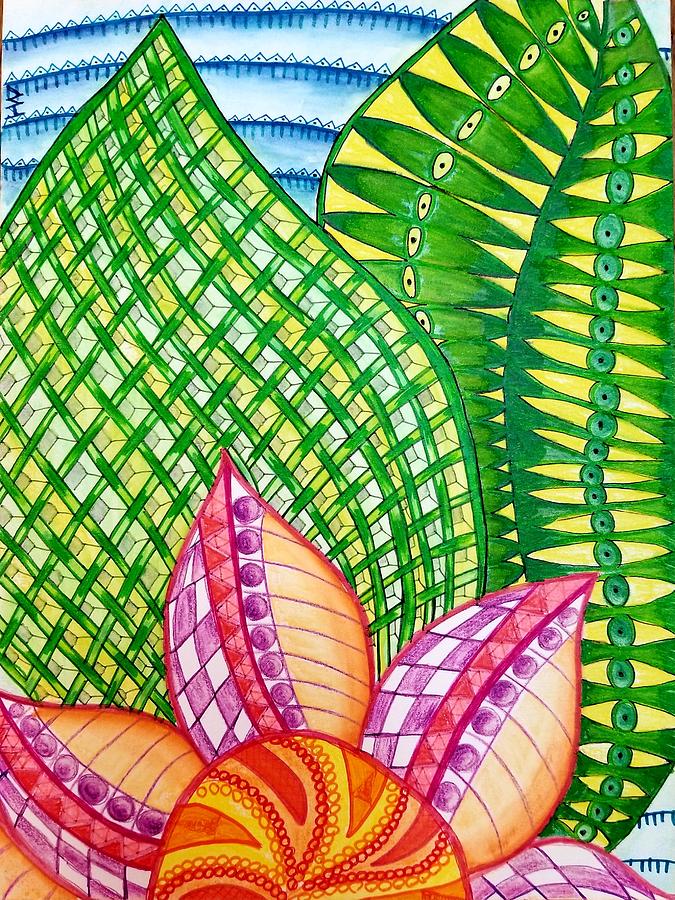 Plaid Leaves Painting by Monica Habib