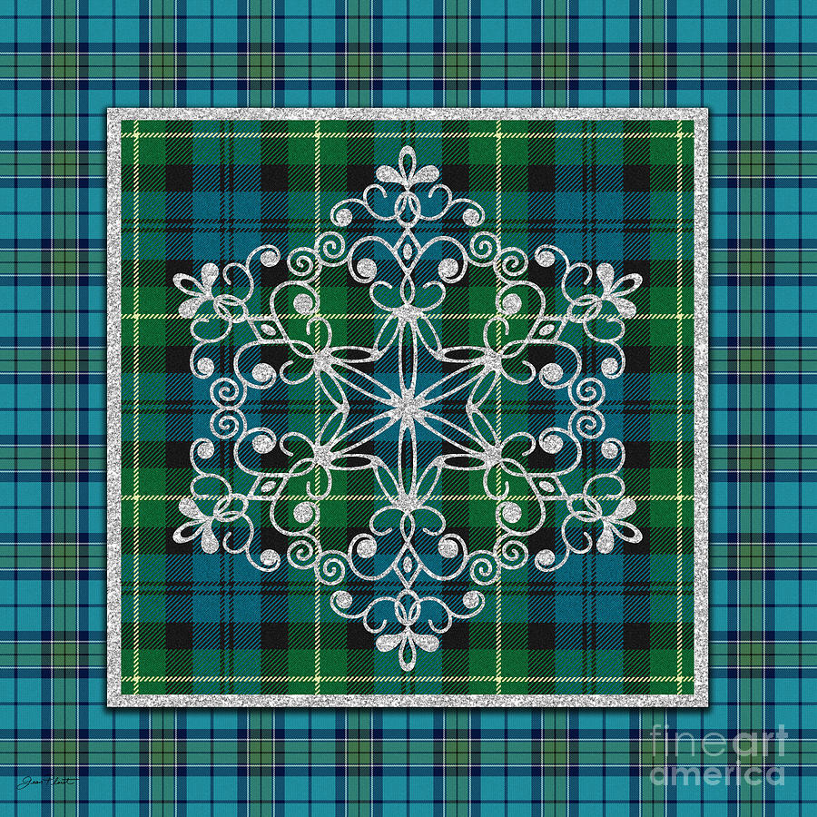 Christmas Painting - Plaid Snowflakes-JP3708 by Jean Plout