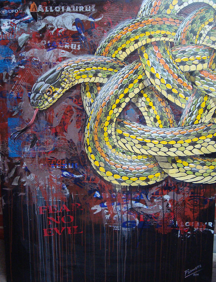 Plains Garter Snake Mixed Media by Bill Flowers