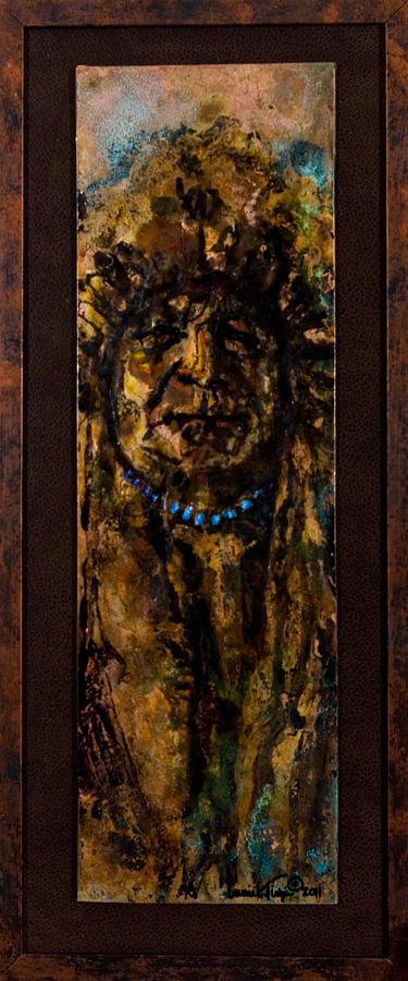 Plains Indian Chief Mixed Media by Laurie Tietjen