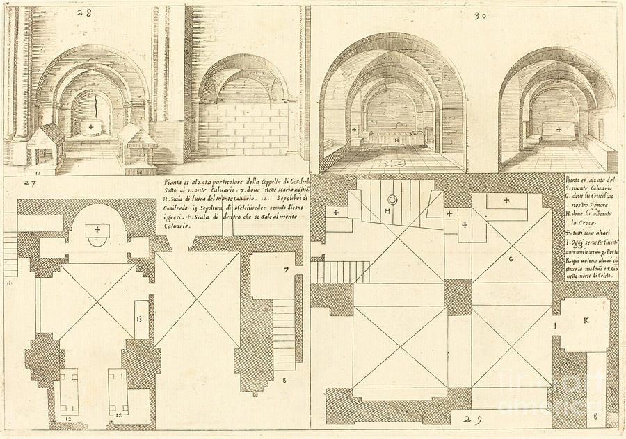 Plan And Elevation Of The Chapel Of Godefroy De Bouillon Drawing by ...