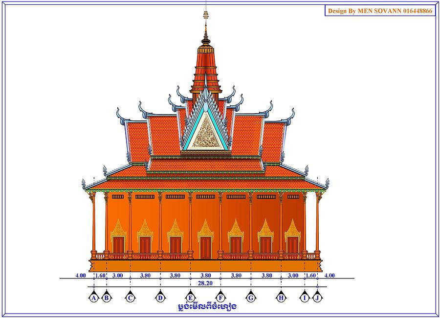 Plan Buddhist Temple Of Kratie Province Digital Art by Khmer Sculpture