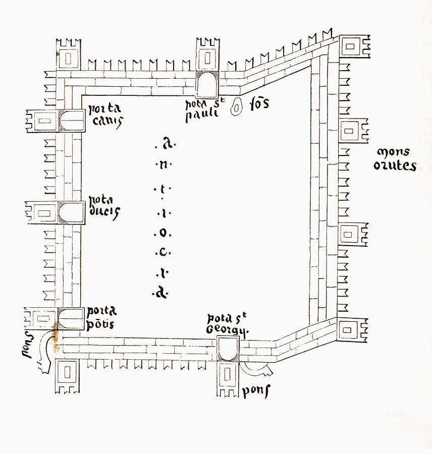 Ages Drawing - Plan Of 13th Century Antioch Showing by Vintage Design Pics Ages Drawing - Plan Of 13th Century Antioch Showing by Vintage Design Pics