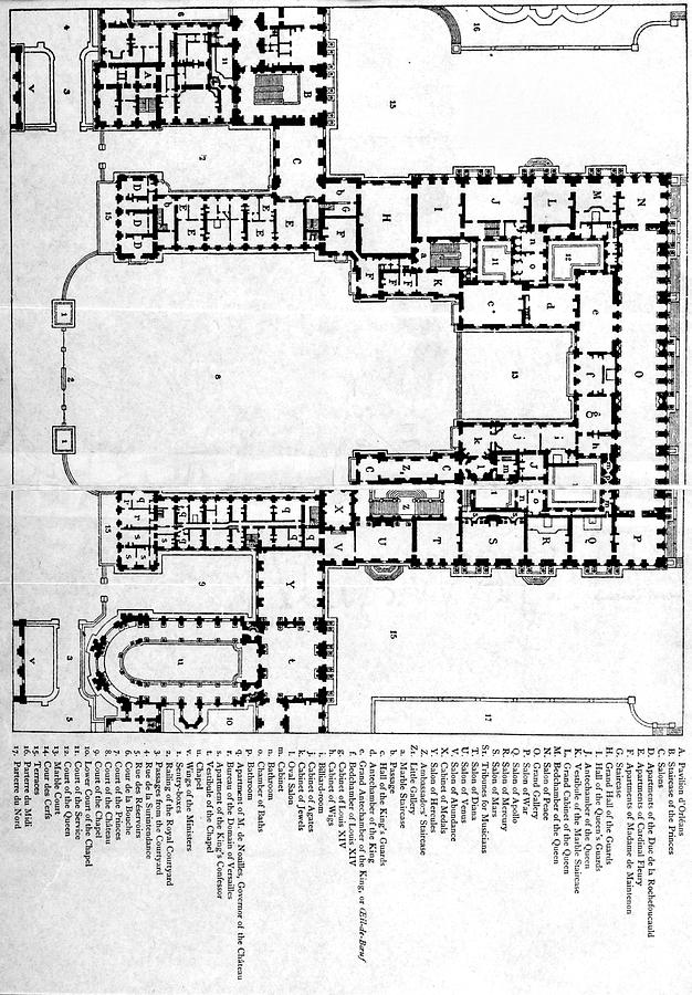 Plan Of First Floor Of Chateau Of Drawing by Vintage