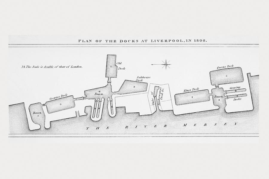 Duke University Drawing - Plan Of Liverpool Docks As They Were In by Vintage Design Pics