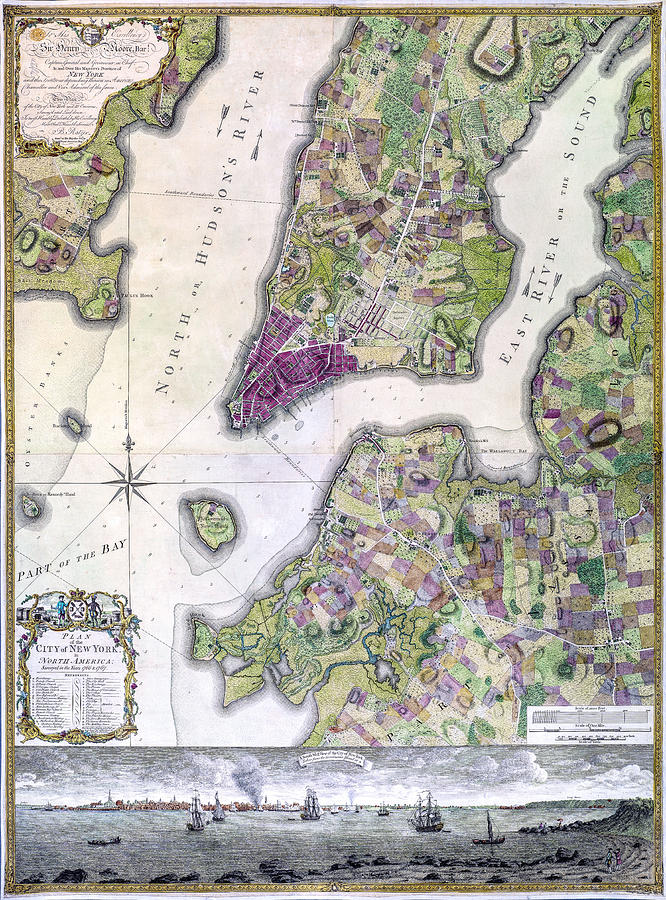 Map Painting - Plan of Manhattan New York 1766 by Vincent Monozlay