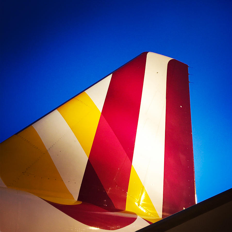 Abstract Photograph - Plane abstract red yellow blue by Matthias Hauser