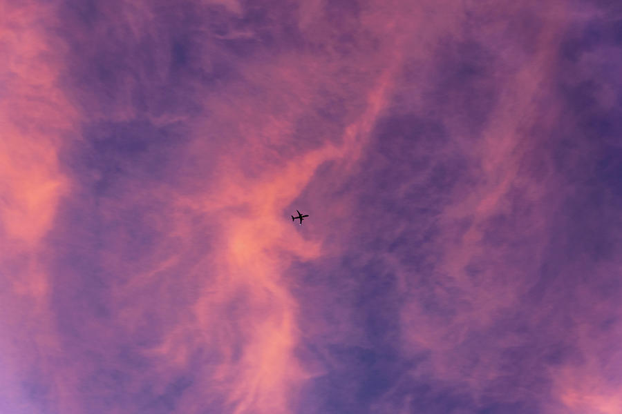 Plane at Sunset Photograph by Steven Richman