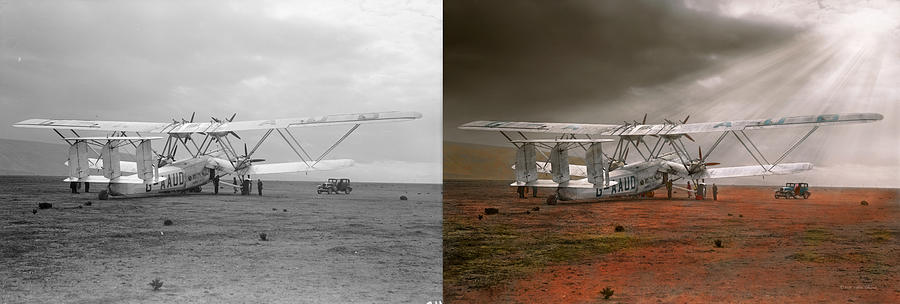 Plane - Hanno ready to take off 1931 - Side by Side Photograph by Mike Savad