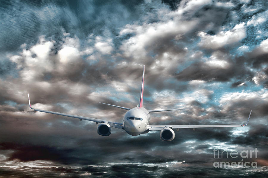 Fall Photograph - Plane in Storm by Olivier Le Queinec