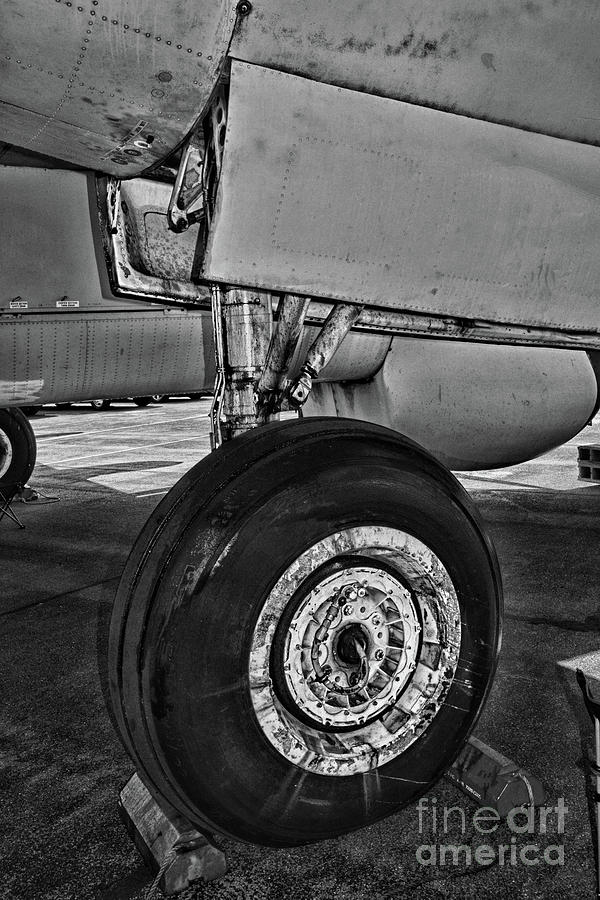 Plane - Landing Gear in Black and White Photograph by Paul Ward