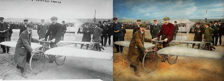 Plane - Odd - Easy as riding a bike 1912 - Side by Side Photograph by Mike Savad