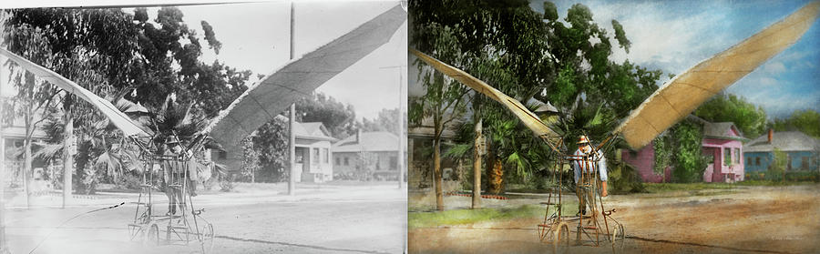 Plane - Odd - The early bird 1910 - Side by Side Photograph by Mike Savad