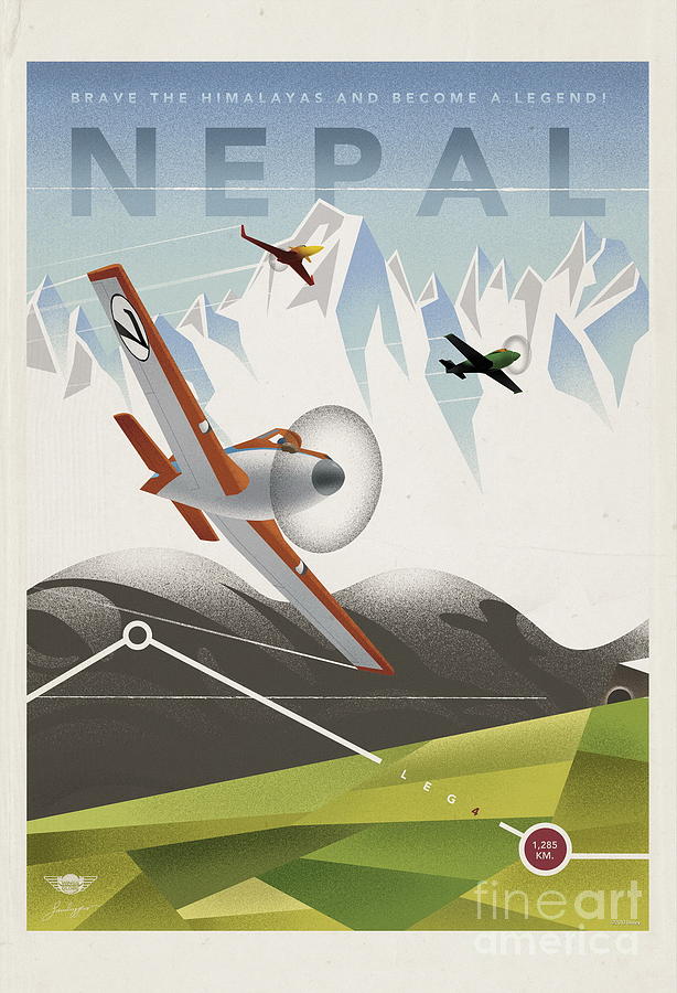 Planes vintage poster nepal Painting by MotionAge Designs