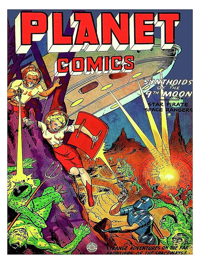 Planet Comics, Synthoids Of 9th. Moon, Comic Book Sci-fi Cover Painting ...