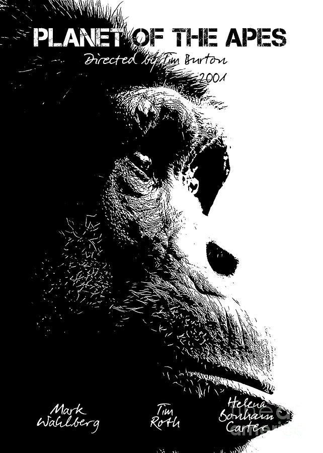 Planet of the Apes by Tim Burton 2001 film poster Digital Art by Justyna Jaszke JBJart