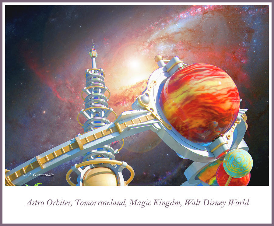Planetary Adornment, Astro Orbiter, Tomorrowland, Walt Disney Wo Digital Art by A Macarthur Gurmankin