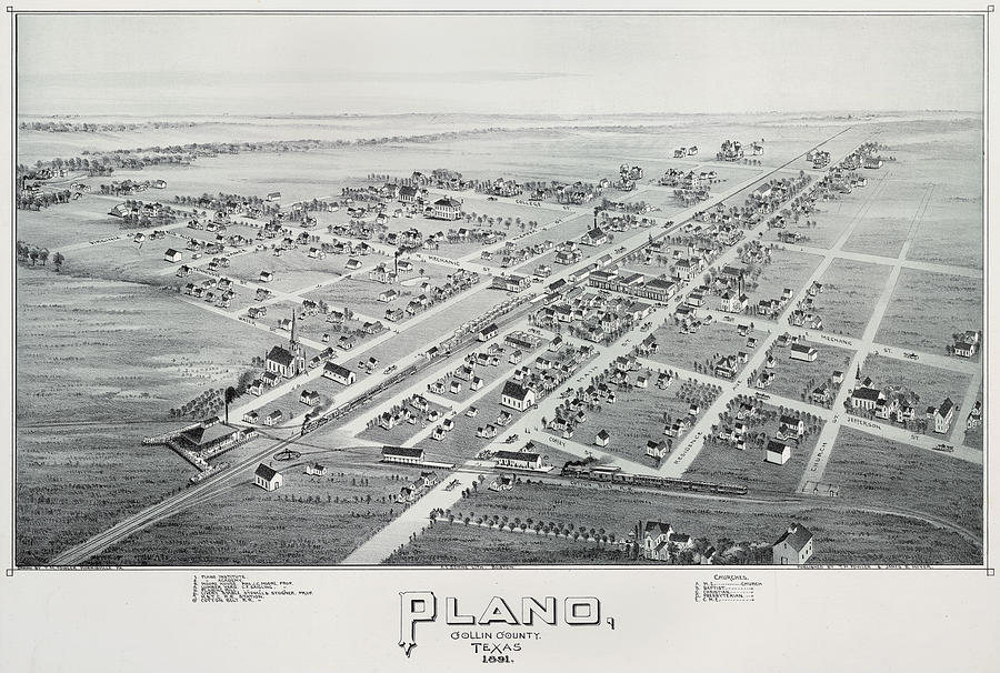 Plano 1891 by Fowler and Moyer Digital Art by Texas Map Store