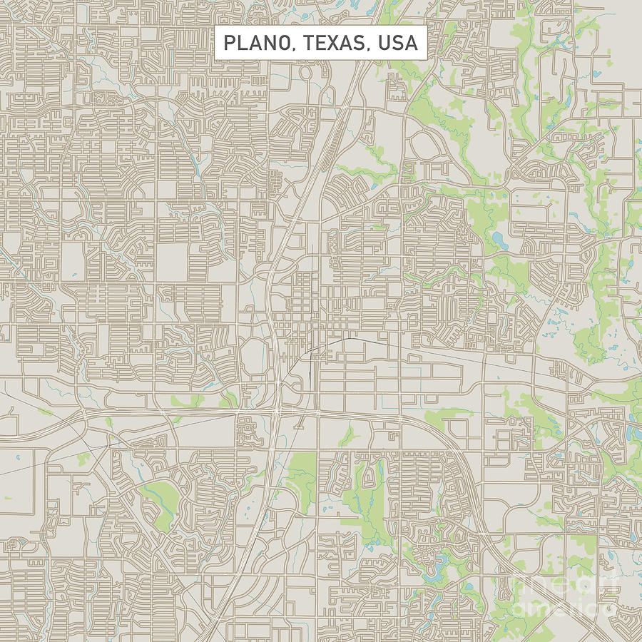Plano Digital Art - Plano Texas US City Street Map by Frank Ramspott