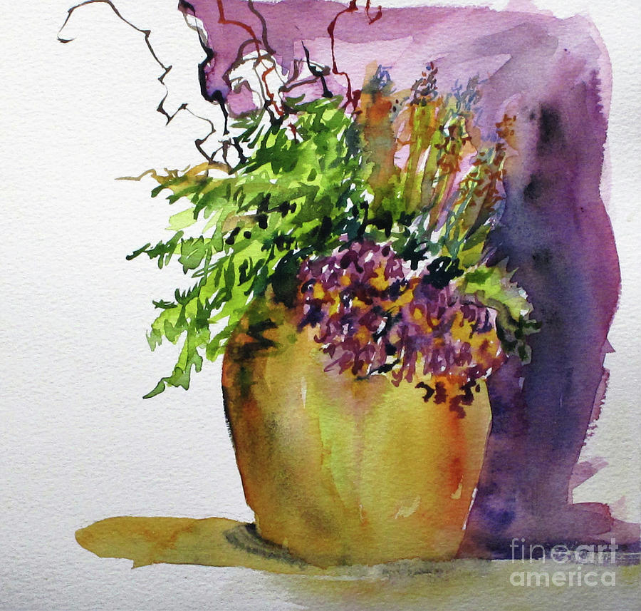 Planter of flowers Painting by Mary Lou McCambridge