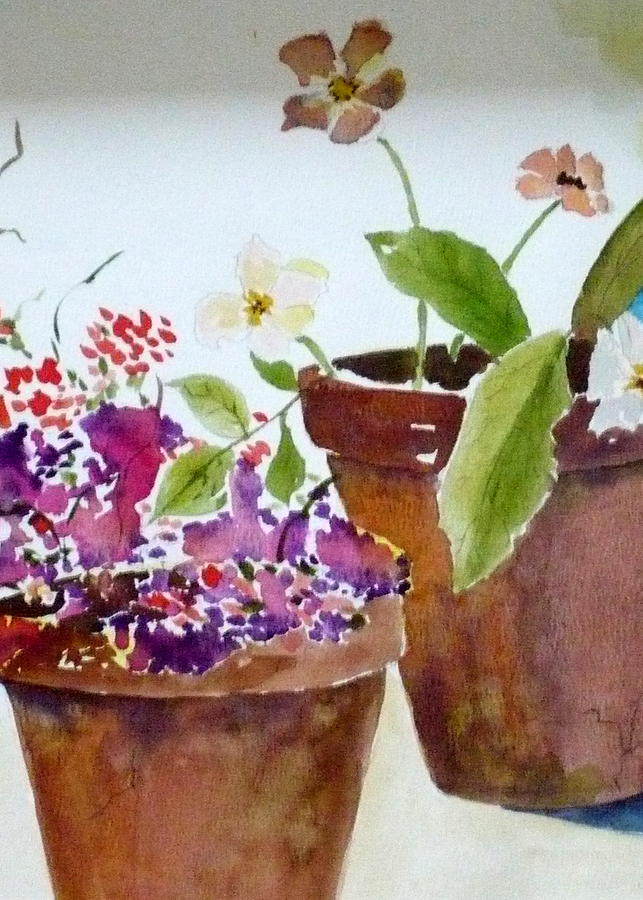 Charming Painting - Planting Pots by Yael Eylat-Tanaka