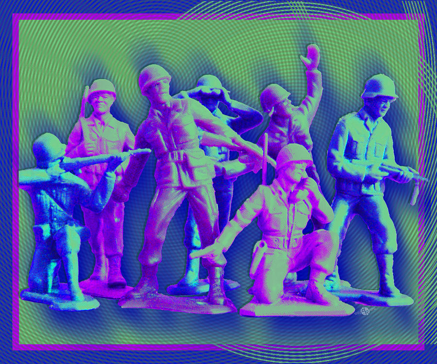 Toy Mixed Media - Plastic Army Man Battalion Pop by Tony Rubino