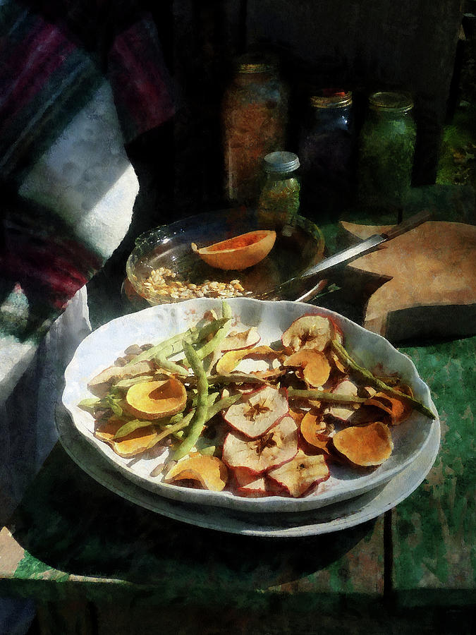 Apple Photograph - Plate of Dried Fruits and Vegetables by Susan Savad
