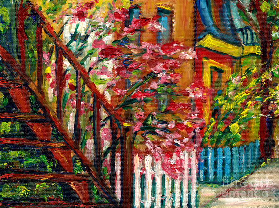 Colorful Montreal Houses Plateau Mont Royal Street Grace Venditti Painting by Grace Venditti
