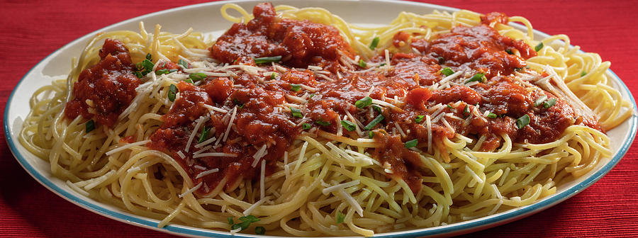 Tomato Photograph - Plated Pasta by Steve Gadomski