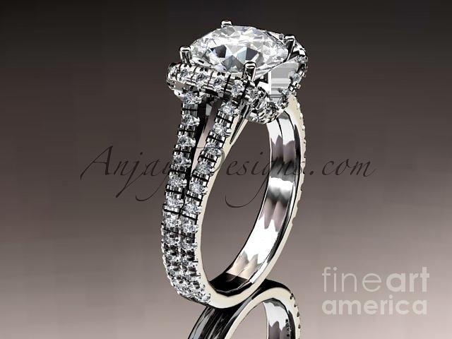 Diamond Engagement Ring Jewelry - platinum diamond unique engagement ring wedding ring ADER107 by AnjaysDesigns com