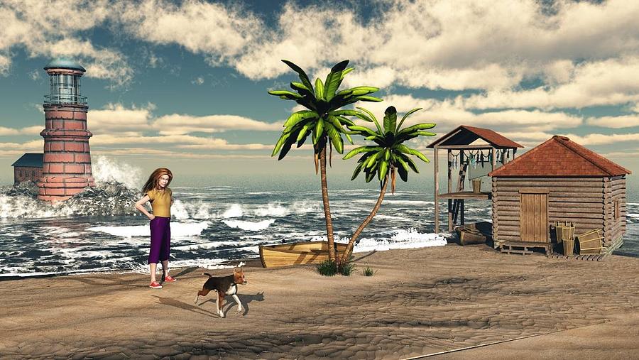 Play Time At The Beach Digital Art by John Junek