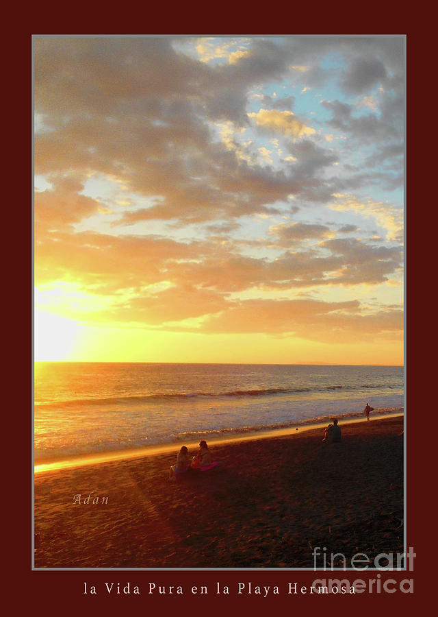 Playa Hermosa Puntarenas Costa Rica - Sunset A One Detail Two Vertical Poster Greeting Card Photograph by Felipe Adan Lerma
