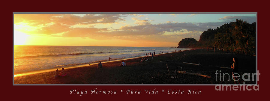 Playa Hermosa Puntarenas Costa Rica - Sunset A One Panorama Poster Greeting Card Photograph by Felipe Adan Lerma
